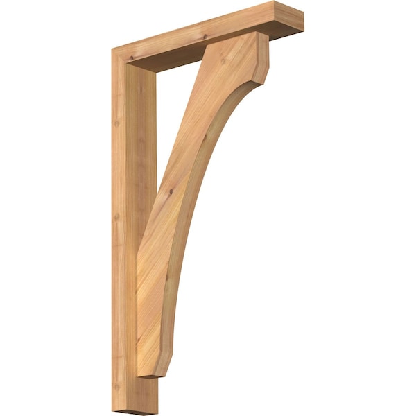 Ekena Millwork Legacy Block Smooth Bracket w/ Offset Brace, Western Red Cedar, 3 1/2"W x 16"D x 28"H BKT0402X16X28LEC05SWR - main